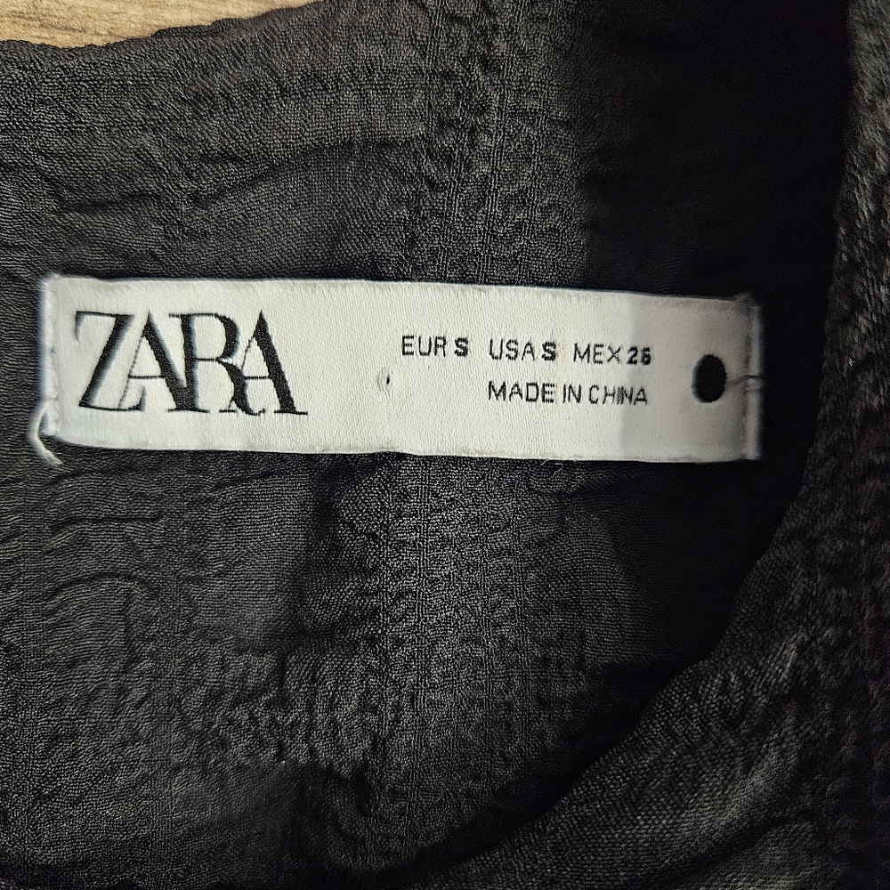 ZARA Black Textured Tiered Sharon Dress Long Sleeve Womens Small Gothcore Witchy - Picture 9 of 13